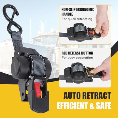 Ayaport Retractable Transom Tie Down Straps 1in X 10ft Tie Down Straps to Trailer- 1500lbs Break Strength, Medium Duty Bolt-on Ratchet Straps for Cargo, Boat, Motorcycles, ATV, 2pk - size: 1"x10'-2pcs