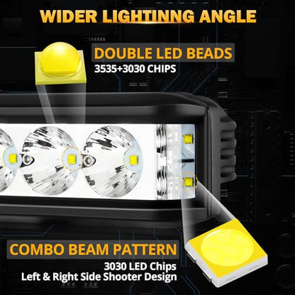 Auxbeam 5in 68W Offroad Driving Lights, 6800LM Side Shooter LED Light Bar with White Spot Flood Combo Beam, Waterproof Offroad Fog Light for UTV ATV Jeep Wrangler Motor Truck Boat - color: White Offroad Driving Lights