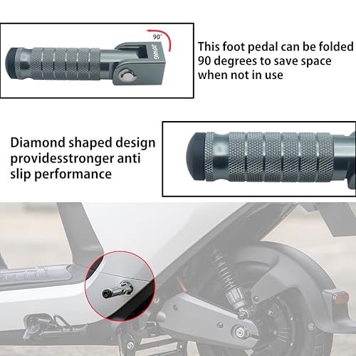 Universal Motorcycle Bicycle Folding Passenger Foot Pegs M8 Rearsets Rear Set Footrests Footpeg Foot Rest Peg Pedals For Bike Install Hole 8mm (Titanium) - color: Titanium