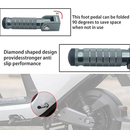 Universal Motorcycle Bicycle Folding Passenger Foot Pegs M8 Rearsets Rear Set Footrests Footpeg Foot Rest Peg Pedals For Bike Install Hole 8mm (Titanium) - color: Titanium