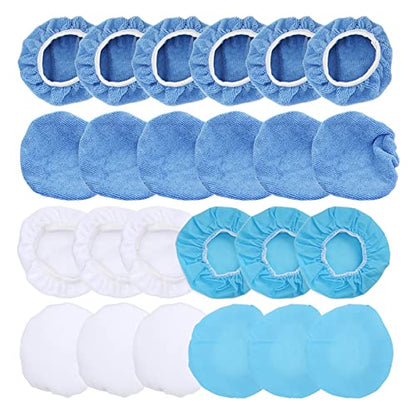 24Pack Polishing Bonnet Set 6in Microfiber Nonwoven Cotton Buffing Pads for Car Motorcycle Boat Waxing and Polishing