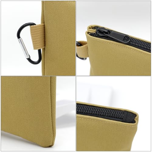 Faylapa 6 Pack Canvas Tool Pouches, 12.5"x7" Zipper Bag, Premium Waterproof Utility Multipurpose Storage Organizer Tool Pouch with Carabiner for Stationary, Pencil Pouch(Khaki, Army Green, Black) - size: 12.5"x7"