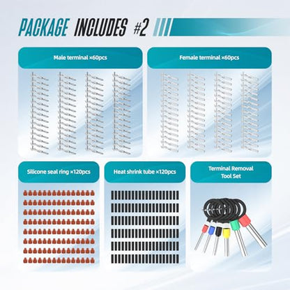 Weather Pack Connectors 26 Kits 1/2/3/4 Pin Automotive Waterproof Electrical Connectors Sealed Male Female Terminals with Removal Tool 18-14 AWG for Car Truck Marine Motorcycle - size: 1-4pin 26sets/18-14AWG