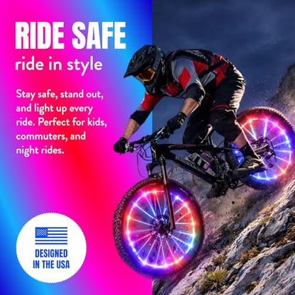 Activ Life 2-Tire Pack LED Bike Wheel Lights with Batteries Included, Get 100% Brighter and Visible from All Angles for Ultimate Safety and Style - color: Galactic
