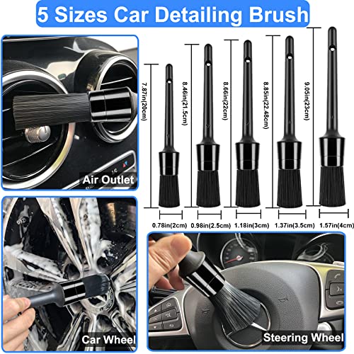 29Pcs Car Detailing Brush Set, Car Detailing Kit, Auto Detail Supplies Tools With Wheel Drill Brush Set, Car Cleaning Kit, Car Polishing Kit, Car Wash Kit for Tires, Wheels, Interior & Exterior