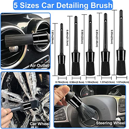 29Pcs Car Detailing Brush Set, Car Detailing Kit, Auto Detail Supplies Tools With Wheel Drill Brush Set, Car Cleaning Kit, Car Polishing Kit, Car Wash Kit for Tires, Wheels, Interior & Exterior