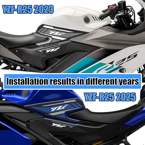 For YZF R25 R3 YZF R3 YZF R25 YZFR25 YZFR3 2025 motorcycle side tank pads tank pads knee pads protectors decals traction pads yzf r3 r25 2019-2025 motorcycle accessories (blue)