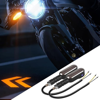 Motorcycle Led Turn Signal Lights Projector, Motorcycle Front Rear Led Blinkers Signal Light Indicator with Arrow Pattern Projection on Ground and Amber Flashing Sync, Oval Shape-2 Pack - style: Oval Shape