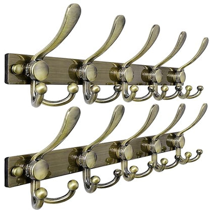 Dseap Coat Rack Wall Mount, Heavy Duty 12-Gauge Base vs Flimsy 1mm, Double-Thick Solid Anti-Snap Hooks, 16” Stud-Mount, Stainless Steel Hanger for Clothes Hat Entryway Closet, Bronze, Pack of 2 - color: Bronze, size: L=17" (2pcs)