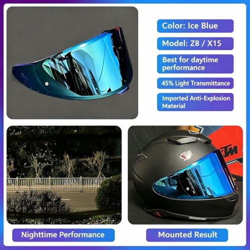 Shoei RF-1400 Helmet Visor Replacement for X15 CWR-F2 RF-1400 Z8 NXR2, CWR-F2 Shield Windshield Anti-Scratch UV Protection (Ice Blue) - color: Ice Blue