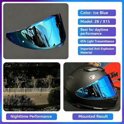 Shoei RF-1400 Helmet Visor Replacement for X15 CWR-F2 RF-1400 Z8 NXR2, CWR-F2 Shield Windshield Anti-Scratch UV Protection (Ice Blue) - color: Ice Blue