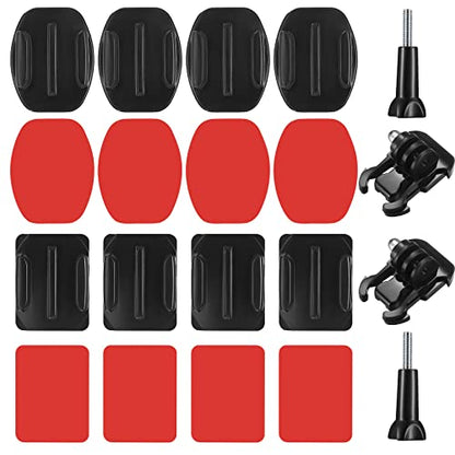 18 Set Helmet Adhesive Sticky Mount, Compatible with GoPro Hero 10/9/8/7, Fusion, 6/5/4, Session, Action Camera
