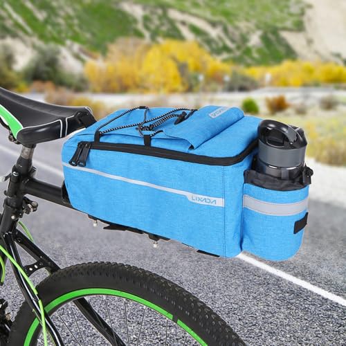 Lixada Bike Panniers Bike Trunk Bag Insulated Bag for Warm/Cool Items, Bicycle Rear Rack Storage Luggage Bicycle Seat Multifunctional Insulated Trunk Cooler Bag Shoulder Bag 11.4 6.3 6.7in - color: Blue