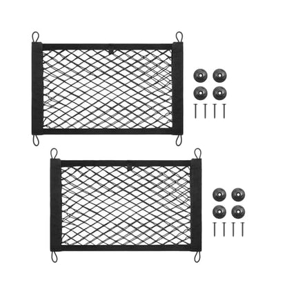 ZMD 2PCS Small Cargo Nets, Pocket Storage Rv Mesh Net Universal Elastic Automotive Cargo Netting Storage Pouch with 8Pcs Mounting Screws&Hooks for Car Truck SUV Boats (18x9.8 Inch) - size: 18 x 9.8 Inches