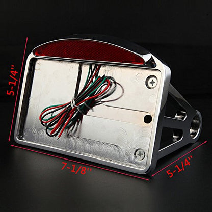 Chrome Motorcycle Mount LED License Plate Tail Light Bracket Tail lights Compatible with Harely Honda Bobber Chopper - color: Chrome#1