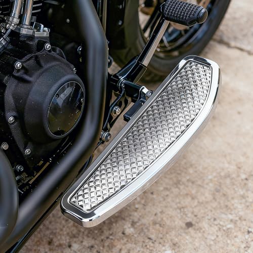 Chrome Driver Rider Anti-Slip Extended Floorboards Foot board for Harley Davidson Touring/Road King/Road Glide/Street Glide/Electra Glide/Ultra 1986-2025, Softail 1986-2017 Models - color: Driver Floor Board-Chrome