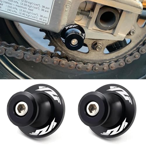 2pcs 6MM M6 X1.5 Motorcycle Swing arm Sliders Stand Spools fits for YZF R1 R3 R6 R7 R125 R25 R1000 (Black) - color: Black