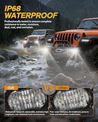 LED Pod Light 2PCS 3inch 40W 4000LM Flood Beam Baja Light with DT Wiring Harness Kit Backup Driving Lights Off Road Low Profile LED Light Bar Fog Lights for Motorcycle Truck UTV ATV Pickup - size: 3inch - Flood