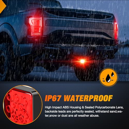 Nilight LED Brake Light Trailer Hitch Cover Square Red Lens Vehicle Tow Hitch Driving Brake Lamp 12 LEDs Brake Tail Lights with 2" Receiver for Towing Truck RV and SUV - color: LED Brake Trailer Light 1PCS