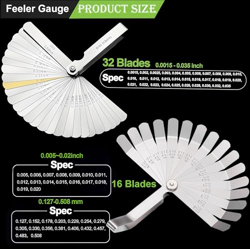 Adjusting Valves Tools Set-4pcs,Motorcycle Engine Valve Screw Adjusting Tool, Include Straight and Angled Feeler Gauges(Metric and Imperial),Hexagonal Hole Tool and Square Hole Tool