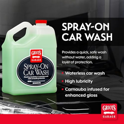 Griot's Garage Spray-On Car Wash for Vehicle Cleaning and Detailing, Rinseless and Waterless, No Hose and Bucket Needed, With Carnauba Wax Protection, 11066, One Gallon - size: 128 Fl Oz (Pack of 1)