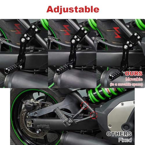 Xitomer Adjustable 22-28mm Black Aluminum Passenger Footpegs for Vulcan 650 / S 2015-2024 Cruiser Motorcycle - size: 130mm