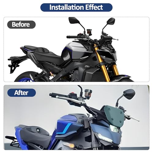 Compatible with Yamaha MT09 MT-09 MT09 SP 2024-2025 Motorcycle Wind Deflector Front Windscreen Fly Screen(Titanium) - color: Titanium