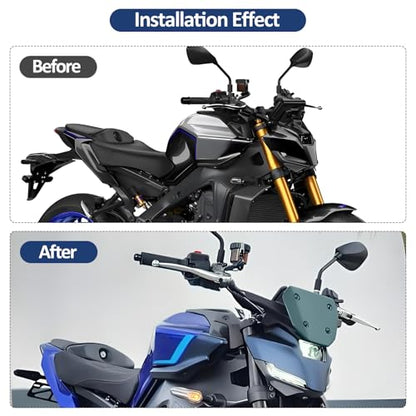 Compatible with Yamaha MT09 MT-09 MT09 SP 2024-2025 Motorcycle Wind Deflector Front Windscreen Fly Screen(Titanium) - color: Titanium