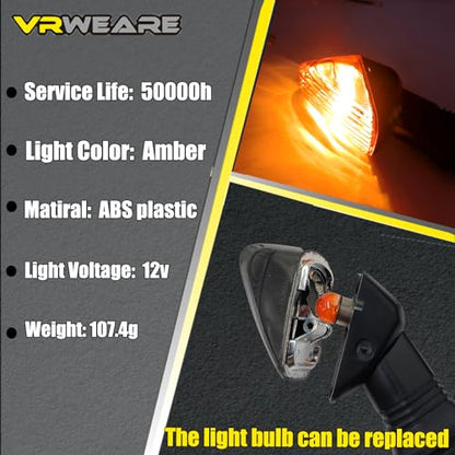2Pcs Motorcycle Turn Signal Indicator Light Compatible with KAWASAKI ZX6R ZX-6RR KLE500 KLE 650 KLR650 Front/Rear Blinker Lamp (Black Shell) - color: Black Shell