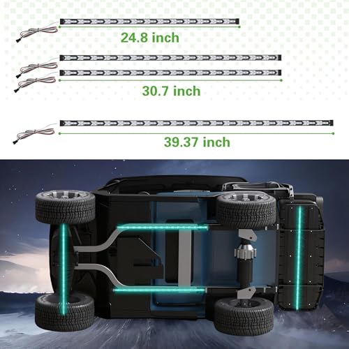 10L0L 4PCS Golf Cart Underbody Light Kit, Underglow LED Strip for EZGO Club Car Yamaha, 24 Modes Multicolor RGB Music Sync Waterproof, Canopy Lights Optional (4 Pack(Underbody-Fishbone)) - style: 4 Pack(Underbody-Fishbone)