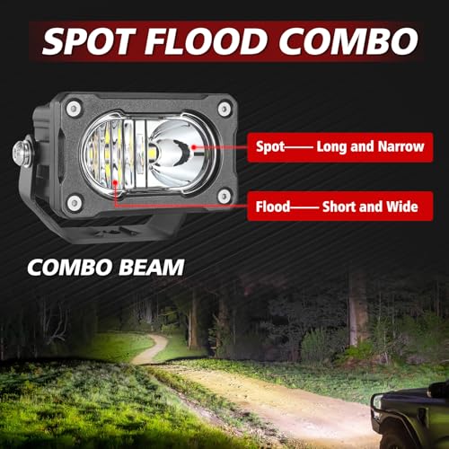 LED Pod Light Cubes 2PCS 3 Inch Off Road Driving Light Pods Spot Flood Combo Ditch Lights LED Backup Work Lights for Truck Pickup UTV ATV SUV Boat 4x4 - color: White Combo