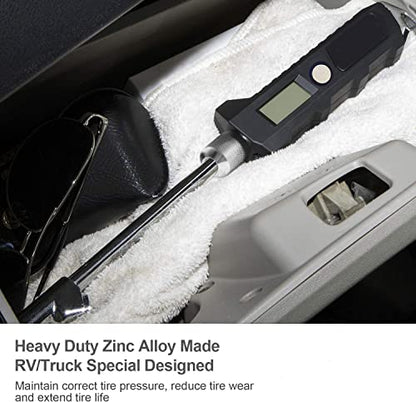 PINKJOY Digital Tire Pressure Gauge 230 PSI Heavy Duty Dual Head Stainless Steel Made for Truck and RV with Backlit LCD and Flashlight Car Accessories