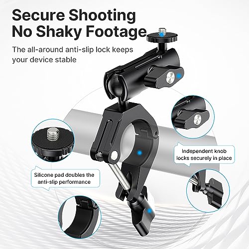 ULANZI Goquick Bicycle Bracket for Action Camera 360°Motorcycle Camera Mount for Bike Holder Handlebar Mount w Adpter for Hero Action Cameras Φ8~35mm