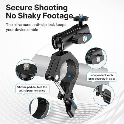 ULANZI Goquick Bicycle Bracket for Action Camera 360°Motorcycle Camera Mount for Bike Holder Handlebar Mount w Adpter for Hero Action Cameras Φ8~35mm
