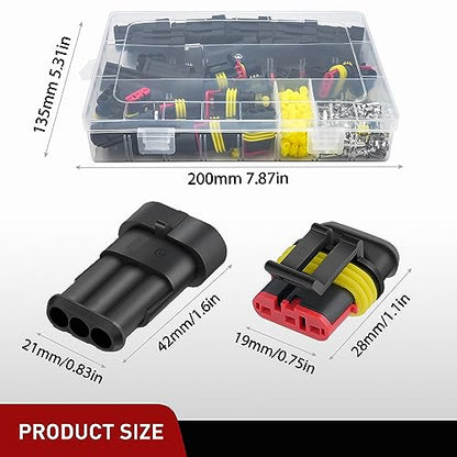 Nilight 280PCS 3 Pin Electrical Connector ‎Plug Male Female Terminal Wire Waterproof Connectors 3 Way Automotive Connect Set for Car Truck Motorcycle Marine Boat 20 Sets - size: 3Pin Connector 200Pcs