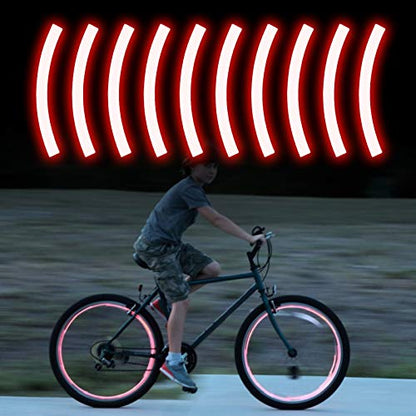 HUIOP Reflective Tape, 10pcs Adhesive Reflective Tape Cycling Warning Sticker Bike Reflector Tape Strip for Car Bicycle Motorcycle Scooter Wheel Rim Decoration