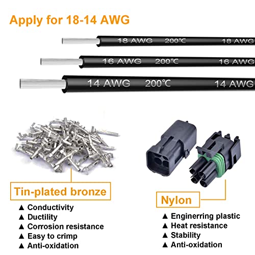 26 Kits Weather Pack Connectors Kit Automotive Electrical Connectors Waterproof Electrical Wire Connectors Terminal Kit 1/2/3/4 Pin 18-14 AWG - size: 1-4pin/26kit/18-14AWG