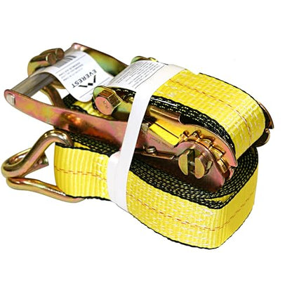 Everest Premium Ratchet Tie Down – 1 PK – 2 IN – 27 FT – 3333 LBS Working Load – 10000 LBS Break Strength – Double J Hook – Cargo Straps Perfect for Moving Appliances, Lawn Equipment and Motorcycles