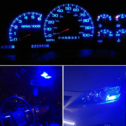 300LM Extremely Bright Canbus Error Free 194 168 2825 W5W T10 LED Bulbs Ultra Blue 9-SMD 2835 LED Chipsets for Dome Map Door Courtesy License Plate Lights (Pack of 4) - color: Ultra Blue