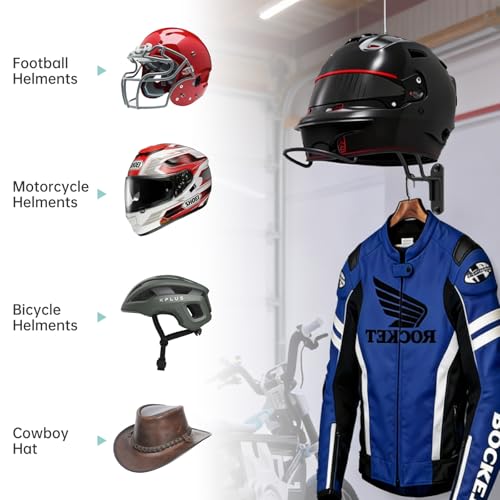 2 Pcs Wall Mounted Helmet Rack Storage Display Rack Hanger, Motorcycle Helmet Holder for Equestrian/Baseball/Iron Man/Scout Trooper/HockeyHelmet（No Helmet） - size: 2 PCS