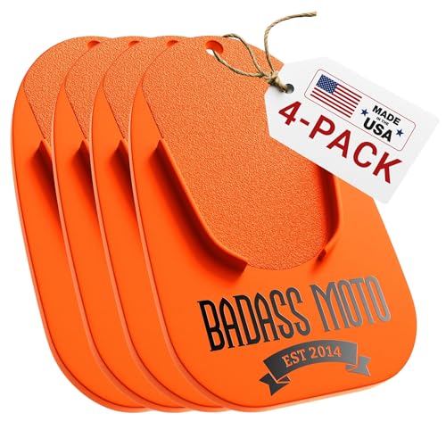 Badass Moto Motorcycle Kickstand Pad - Kick Stand Puck, Coaster Plate for Harley Davidson, Touring & Sport Bikes - Motorcycle Accessories for Grass, Dirt, Hot Pavement Parking Pad - Orange(4-Pack) - color: Orange, size: 4-Pack