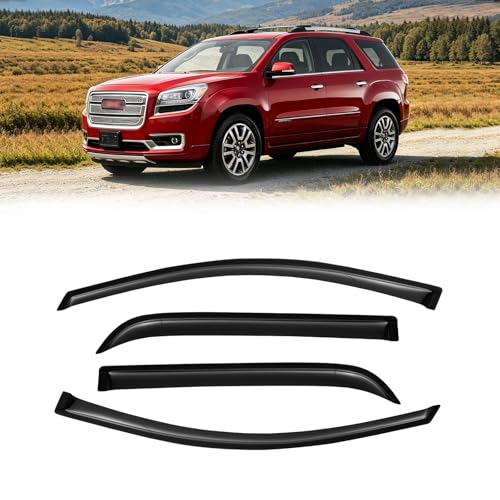 Window Visor for 2007-2016 GMC Acadia & Saturn Outlook 2007-2010, Out-Channel Rain Guards Shields Vent Deflector Shade Wind Dark Smoke, Outside-Mount, 4PCS - style: For 2007-2016 | GMC Acadia | Out-Channel