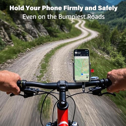 Ralos Bike Phone Mount, Aluminum Motorcycle Cellphone Holder, Mountain Bicycle Handlebar Cell Phone Clamp, Scooter Phone Clip for iPhone 16 Pro Max, 15 14 13 12 Mini, Samsung - color: Black