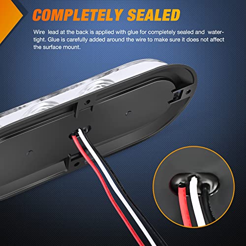 Nilight 6 Inch Oval White LED Trailer Tail Lights Surface Mount 2PCS 10 LEDs Waterproof Reverse Back Up Trailers Lighting for Truck RV Boat Bus Lorry Camper Van Caravan - color: White Lights Screws 2PCS