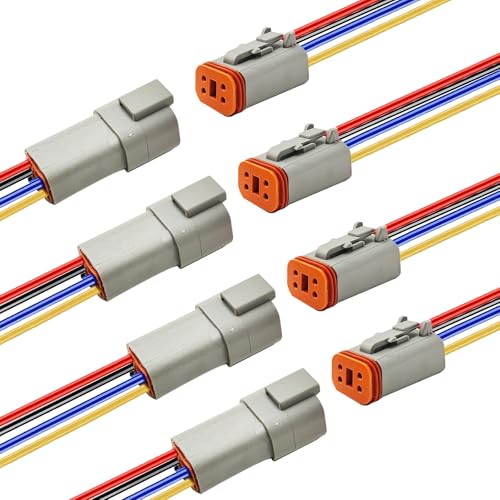 14 AWG 4 Pin DT Connector, 4 Wire Automotive Waterproof Electrical Connectors, 14 Gauge Male and Female Quick Connect Harness for Car Truck Boat -4 Pack - style: 4 Pin