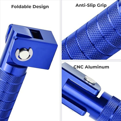 2-in-1 Clamp-On & Bolt-On Foldable Foot Pegs, Motorcycle Foot Pegs with Removable Pipe Clamps, M8 Mount or 26–32mm Tube Fit, for E-Bike, Mini Bike & Custom Builds （1 Pair, Anodized Blue) - color: Anodized Blue