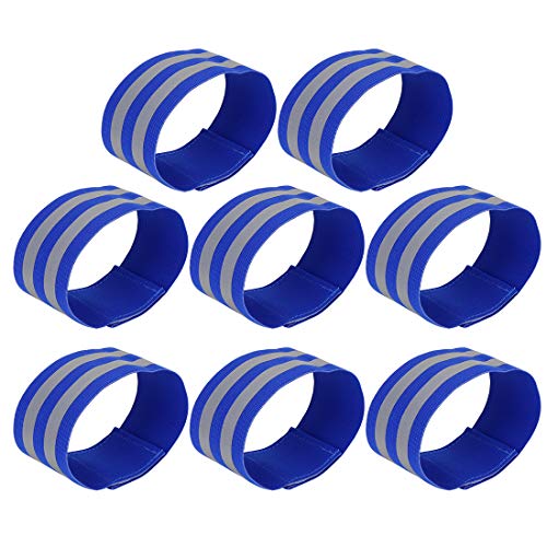 X AUTOHAUX 8pcs Reflective Bands for Arm High Visibility Night Cycling Riding Reflector Tape Straps Bracelet - color: Blue