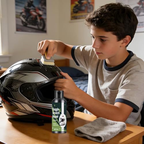 Scratch Repair , Helmet Lens Cleaner Compound, Optical Restoration Wax for Motorcycle Visor Goggles Hard Hat Shine Enhancement Anti Scratch Care Detailing Kit Use