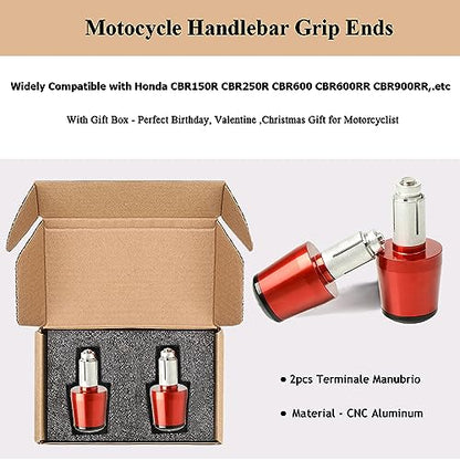 2pcs Motocycle Handlebar Grip Ends 7/8" 22mm for H-onda CBR60F CBR125R CBR150R CBR250R CBR400 NC23 NC29 CBR600 F2 F3 F4 F4i CBR900RR CBR954RR CBR1000RR (Red) - color: Grip End - Red