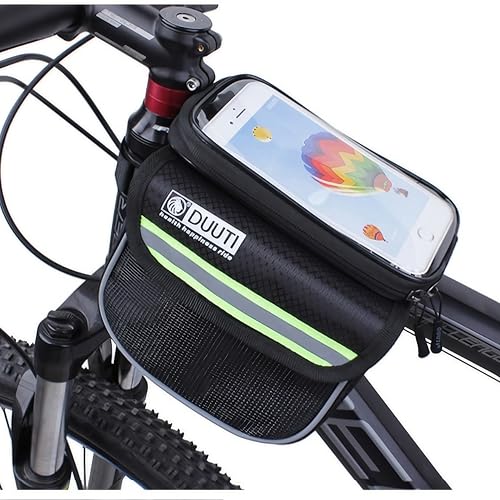 Bike/Bicycle Bag,Bike Phone Holder Mount Bag,Waterproof Touchscreen under 6.8”,Bike Front Pouch Top Tube Bag,Bike Frame Storage bag(Green) - color: Green